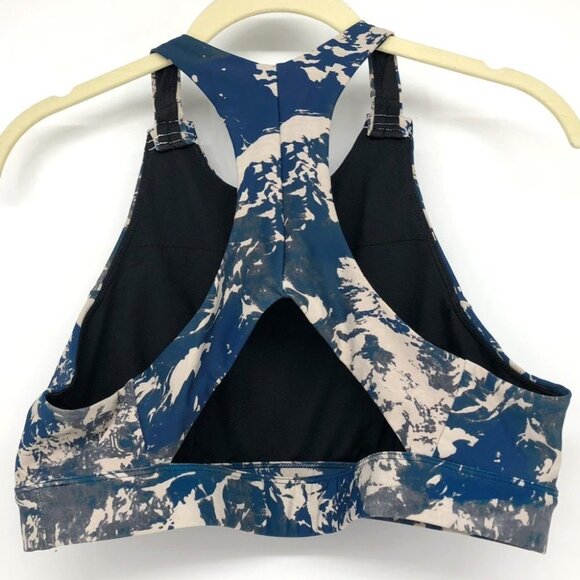 Lolë blue white swirl high  impact sports bra women’s LG *shortened straps* - Picture 2 of 14